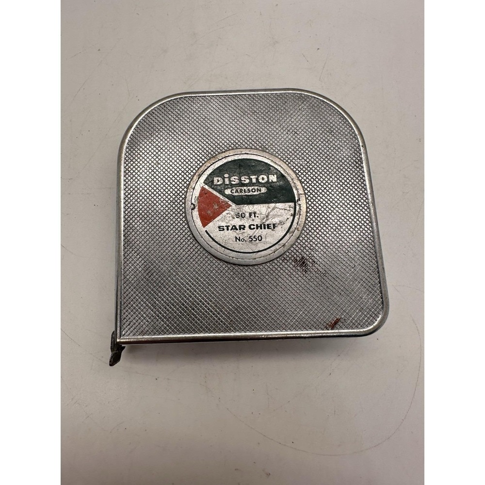 Vintage Disston Carlson 50ft Tape Measure STAR CHIEF No. 550 Wind Up Reel Tool